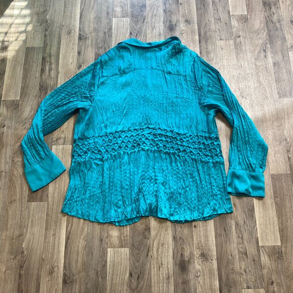 Lane Bryant Teal Long Sleeve Button Front Shirt Size 22/24 - Picture 4 of 6